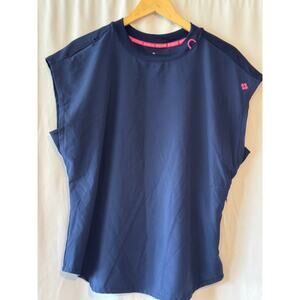 Med Couture Amp Navy Blue Easy Access Scrub Top with Shoulder and Side Zippers